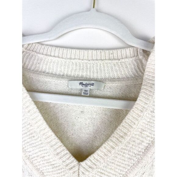 Madewell Size XS Womens Cream Long Sleeve Crop Wool and Yak Hair Sweater - Picture 2 of 6